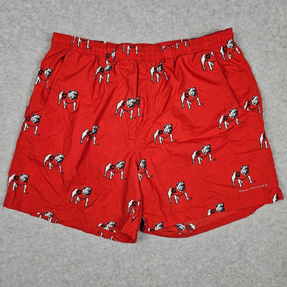 Columbia Men Large Red Boardshorts Swim Trunks PFG Georgia Bulldogs NCAA Fishing